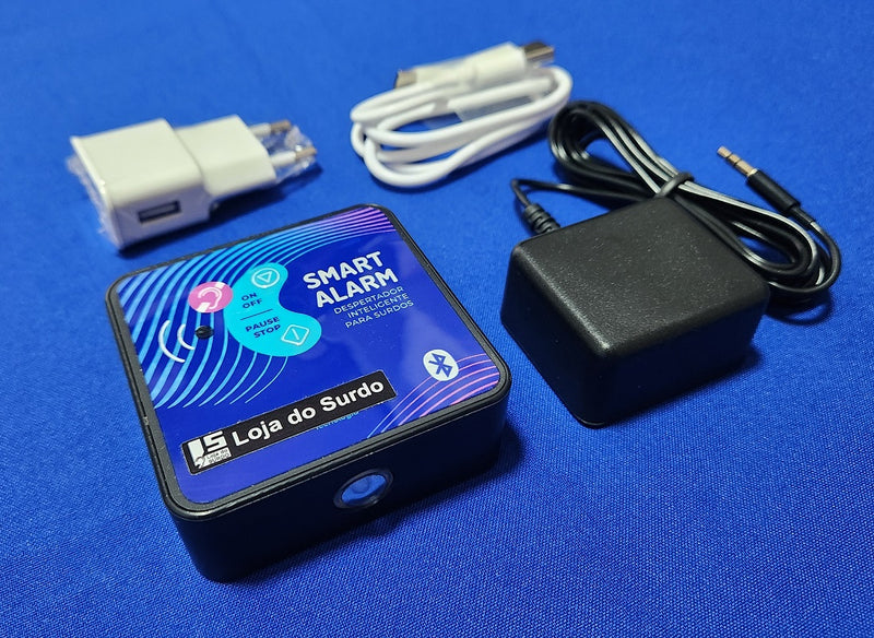 Despertador com vibração e alerta luminoso para surdos e/ou deficientes auditivos, com conexão Bluetooth ao celular