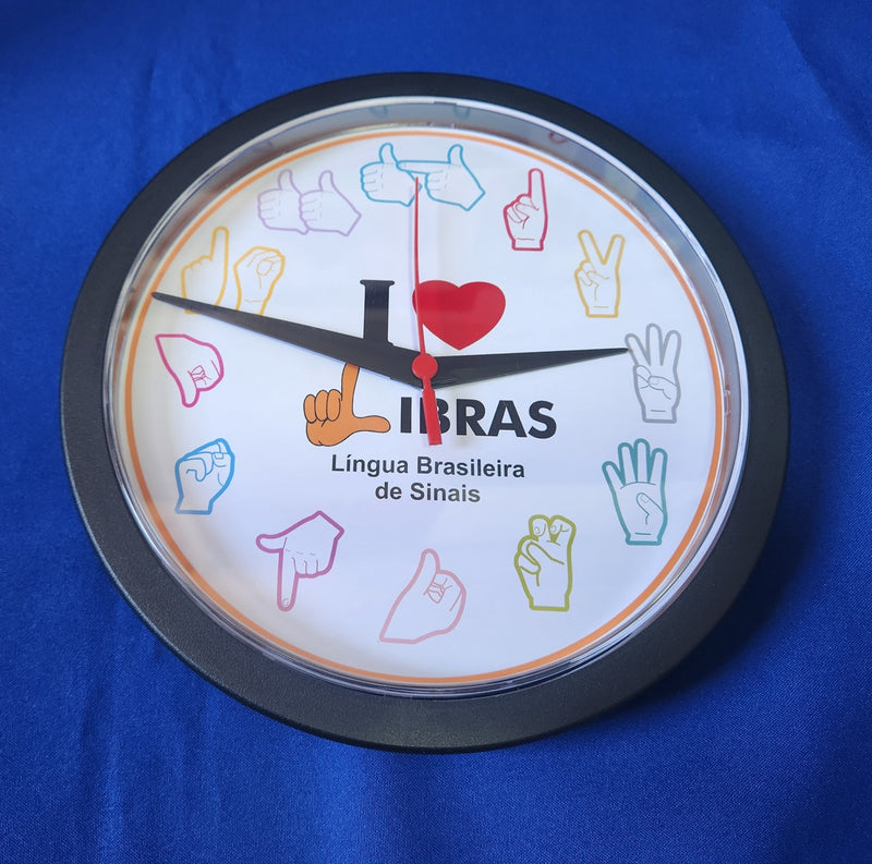 Relógio de parede em Libras