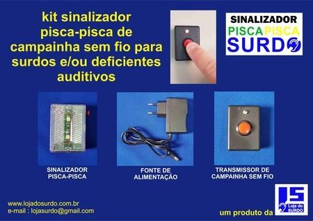 Kit sinalizador pisca-pisca de campainha sem fio p/ Surdos/D.A. - Loja do Surdo