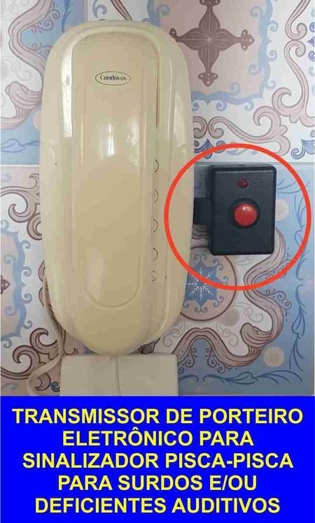 Kit sinal. pisca-pisca de port. elet. c/botão HDL p/ Surdos/D.A. - Loja do Surdo