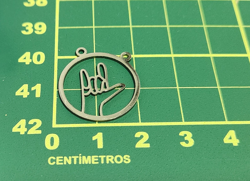 Pingente “I Love You” em ASL – Formato Círculo