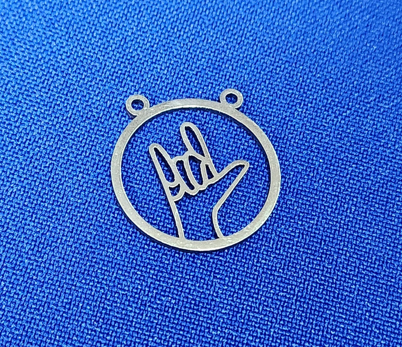 Pingente “I Love You” em ASL – Formato Círculo