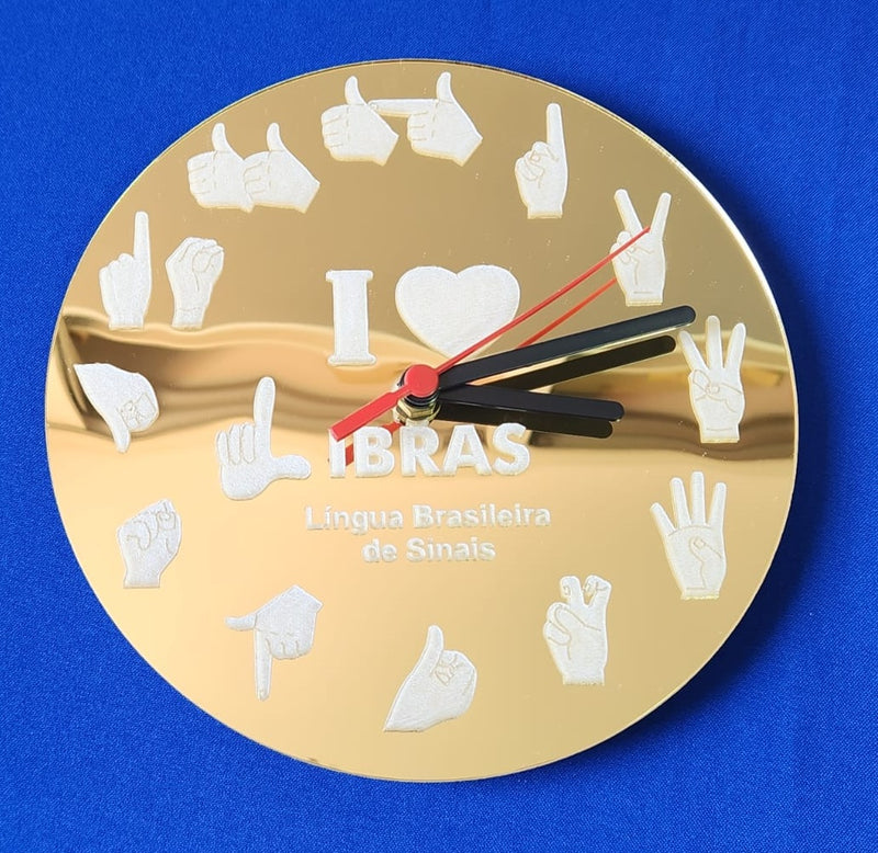 Relógio de parede em Libras Acrílico espelhado