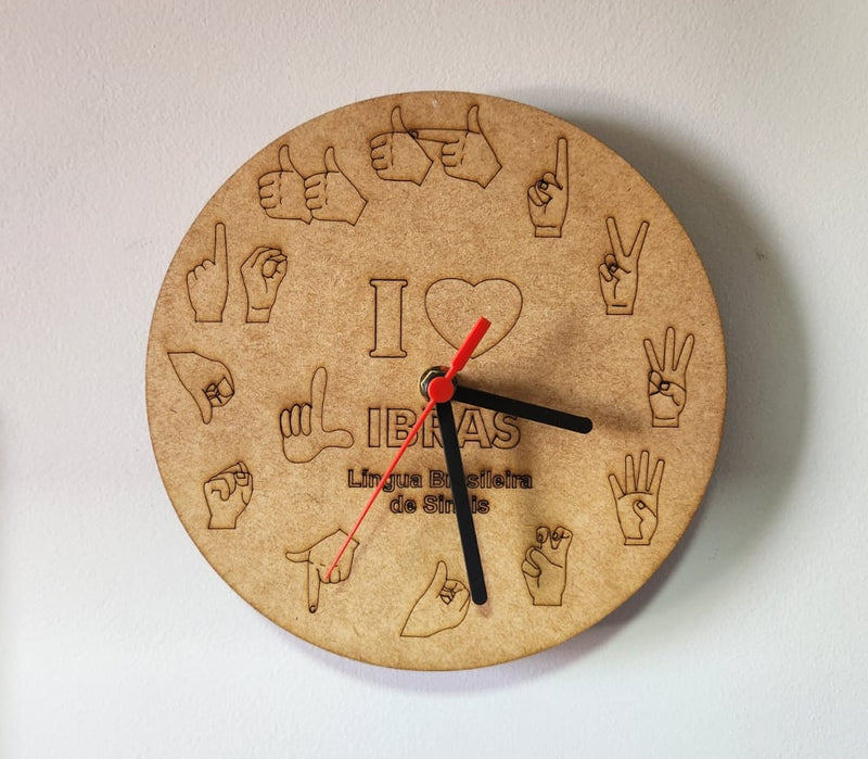 Relógio de parede em Libras MDF